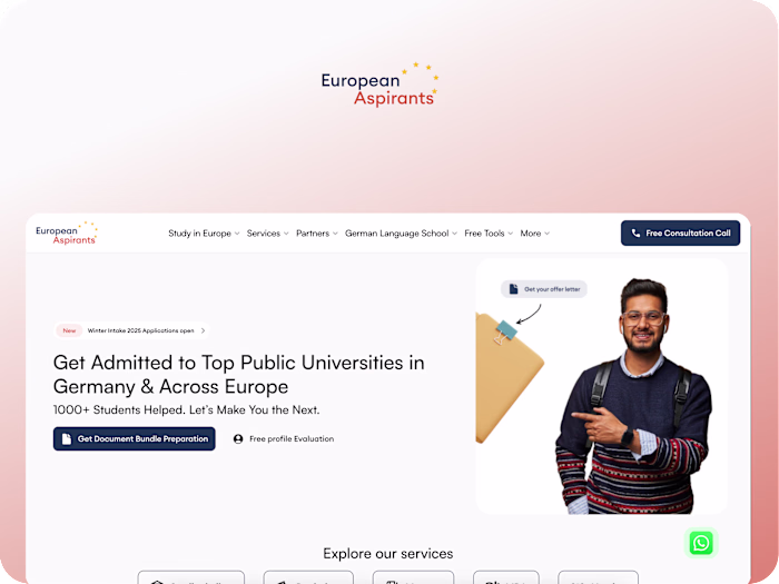 European Aspirants Multi Page Design and  Framer Development