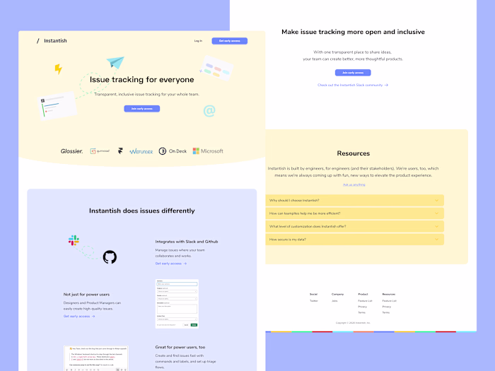 
 Landing page for Instantish (now Fabric)⚡️📨