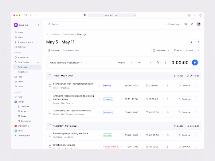 Stratify - Time Tracker Saas Website
