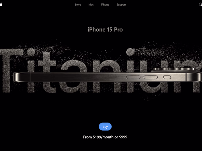 iPhone 15 Pro landing page