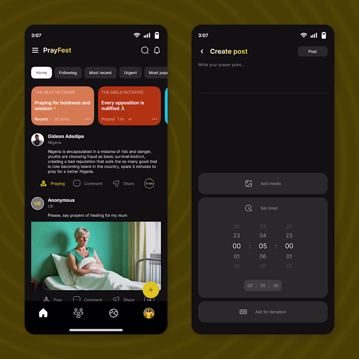Mobile UI app, UI/UX design, figma, Prayer app design