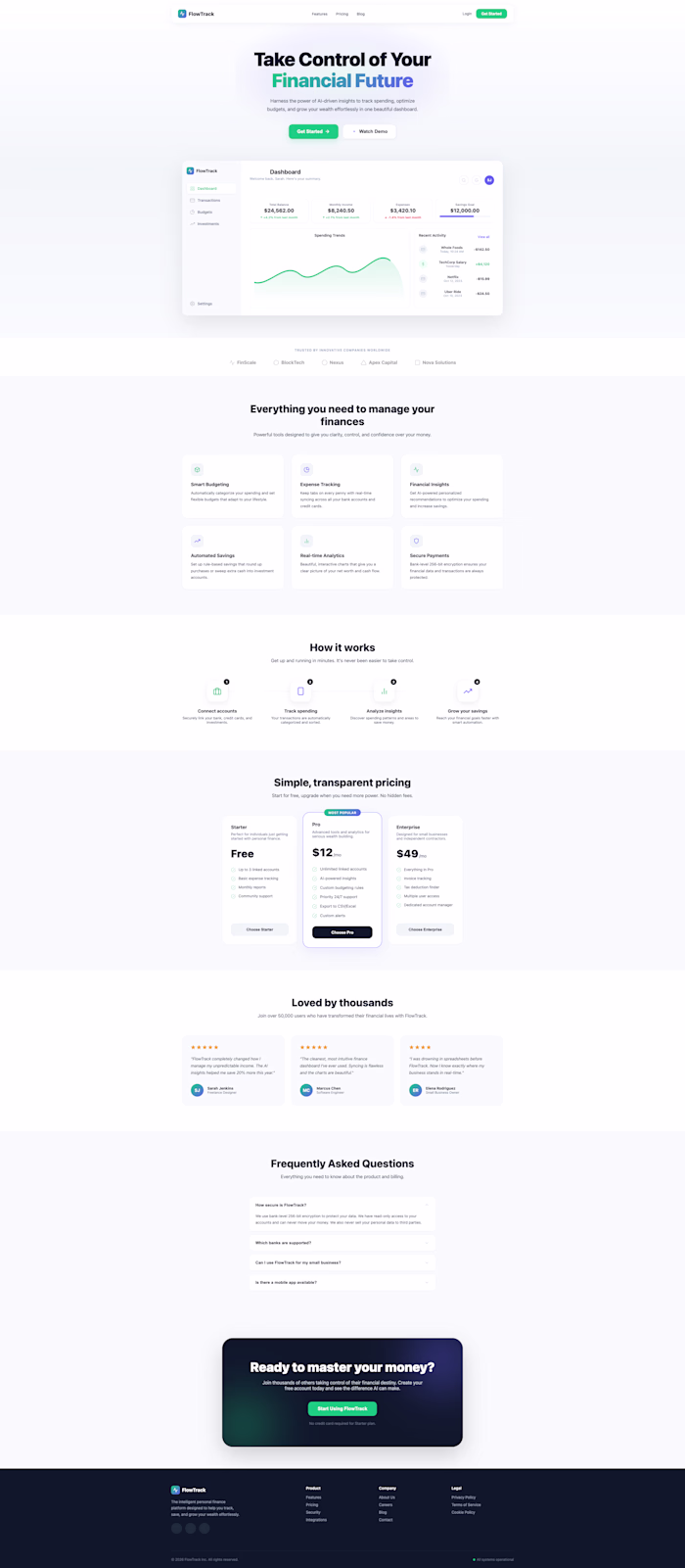 FlowTrack is a modern fintech