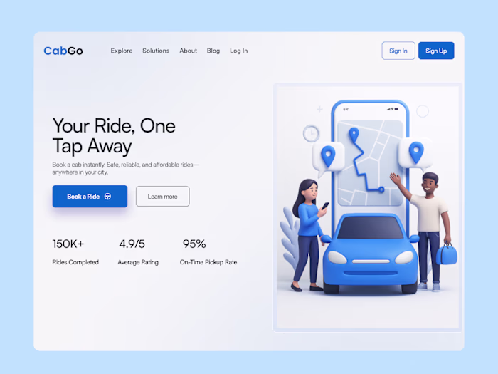 CabGo - Landing Page Hero Design for Cab Service by Uxintace on…