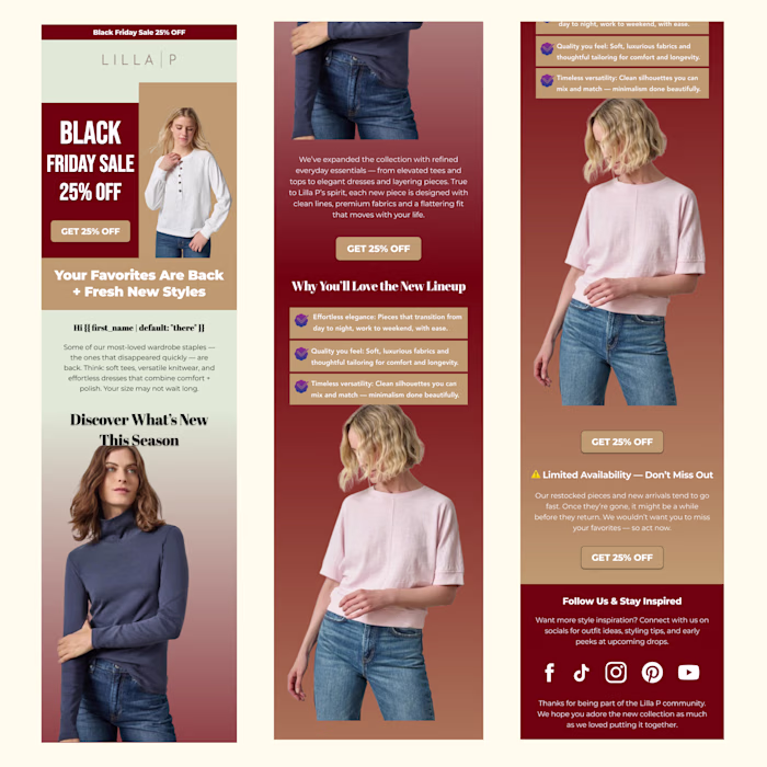 Figma email design for LILLA brand