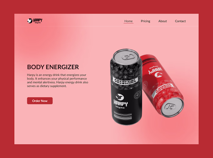 Hero Section Design For An Energy Drink