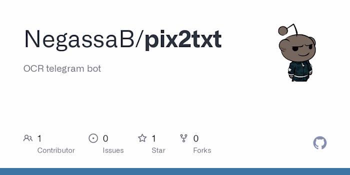 GitHub - NegassaB/pix2txt: OCR telegram bot