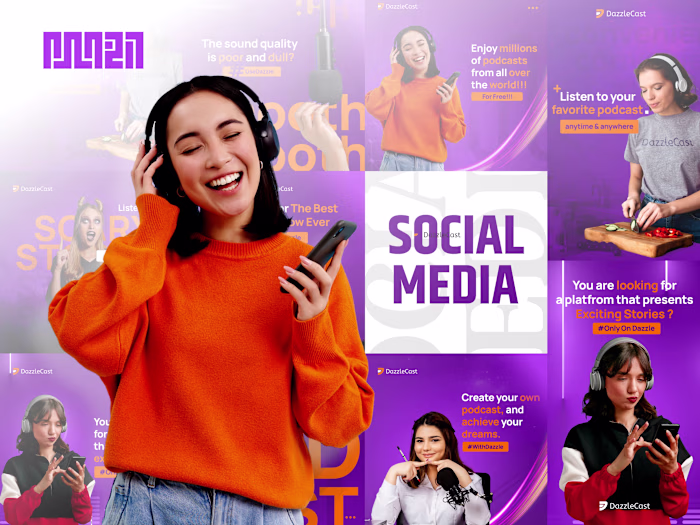 Social Media Ad Campaign for DazzleCast : Colorful & Diverse