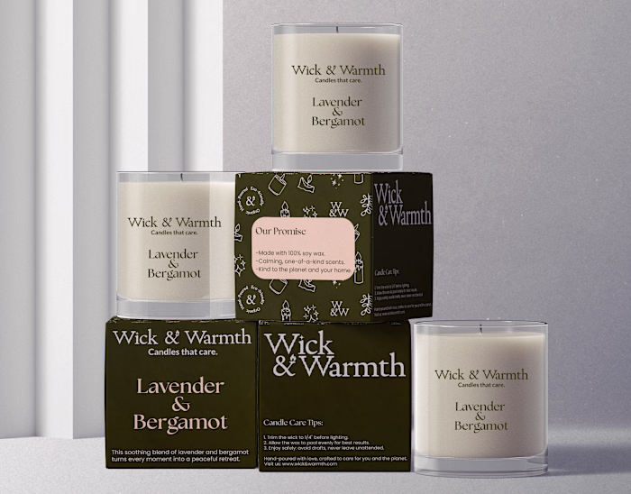 Wick & Warmth – Candle Branding & Packaging