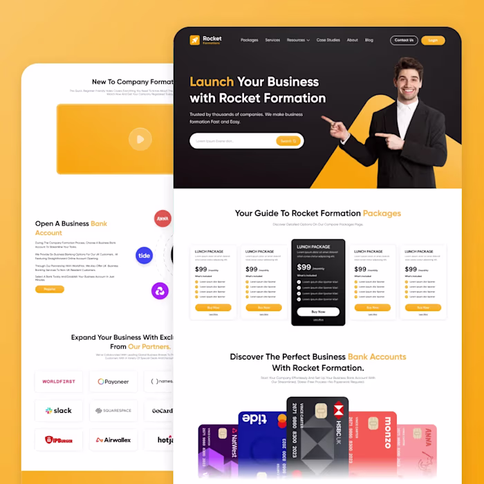 Website design project for RocketFormations,
