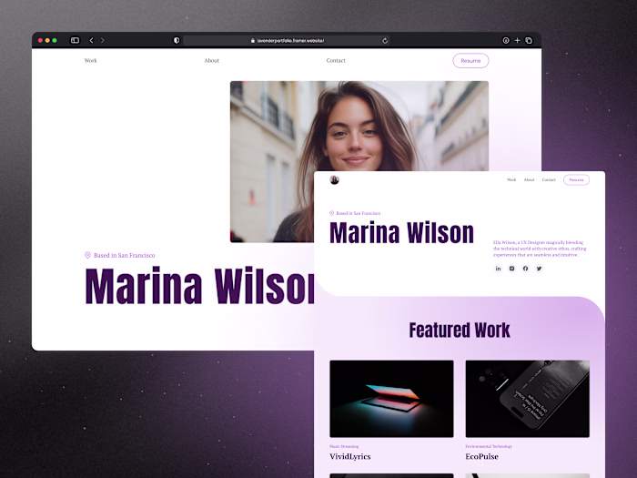 Lavender — Designer Portfolio Framer Website