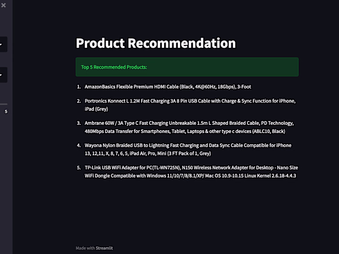 Product Recommendation Application