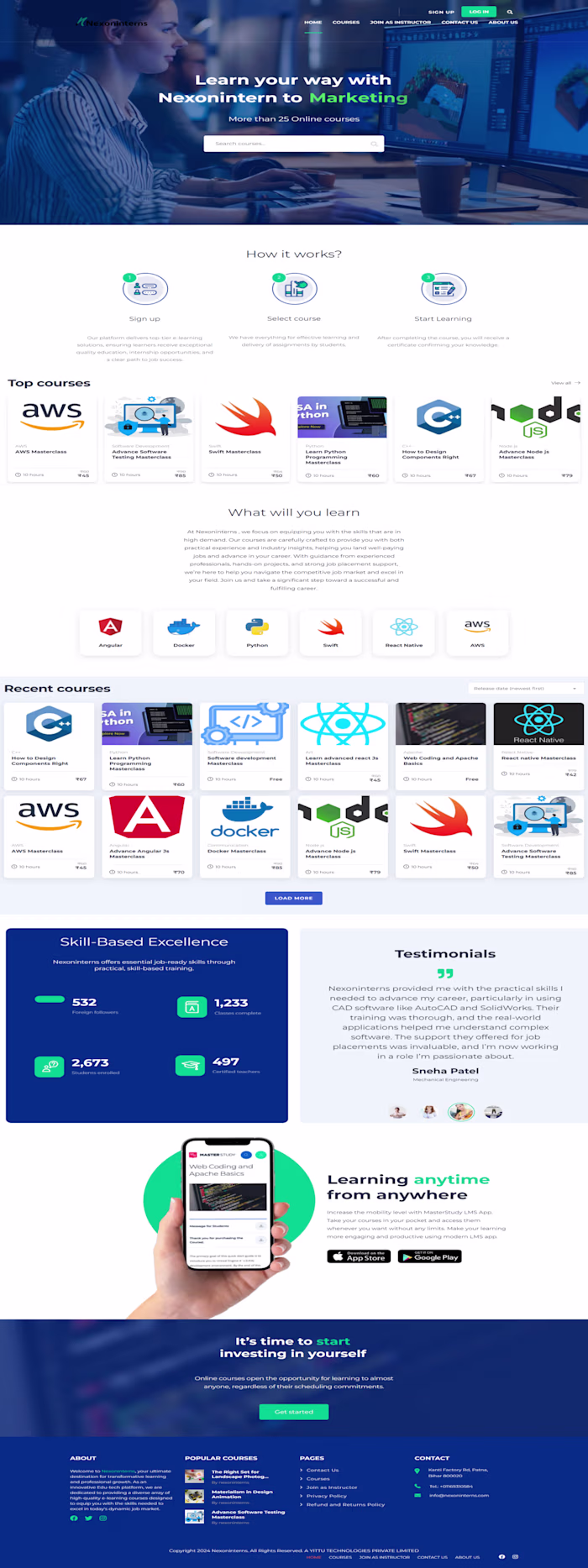 Nexoninterns Courses Website Design
