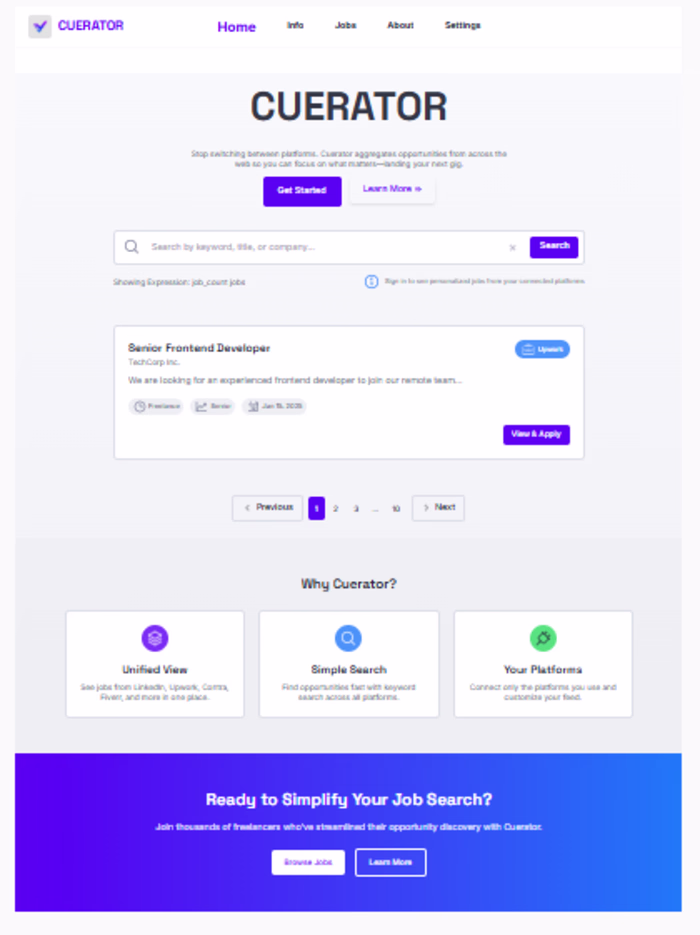 Cuerator Platform Development