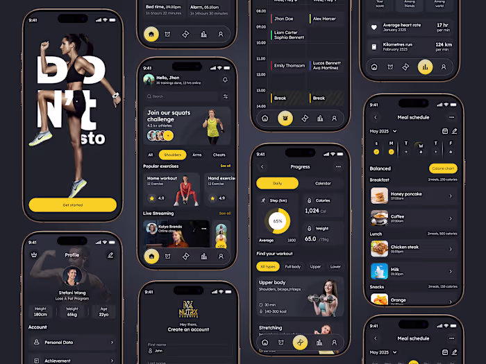 AI Fitness Tracker Mobile App UI/UX Design Concept