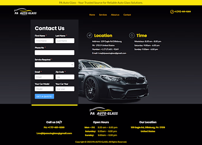 web design & development project for la auto glass 