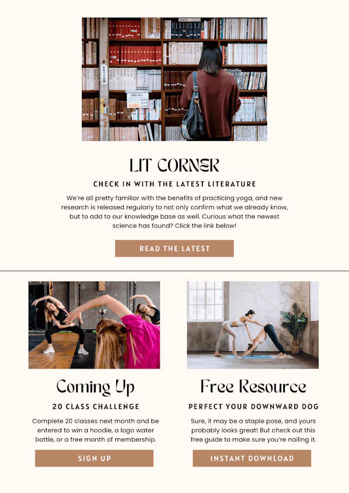 Daily Newsletter for Yoga Studio