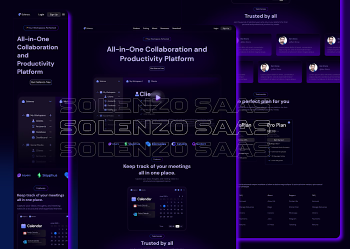 Solenzo | SAAS website landing page Responsive :: Behance
