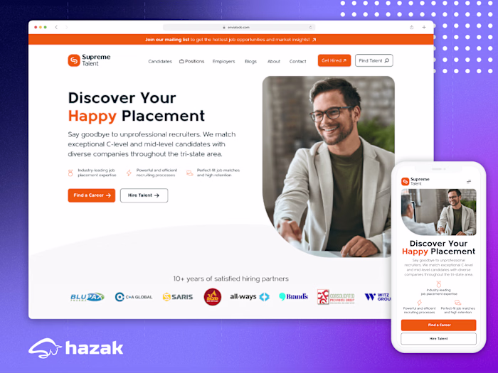 Rebranding, Design and Development for Talent Recruitment Firm