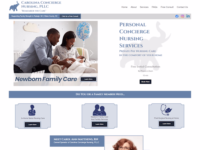 Nursing Services Website on Wix
