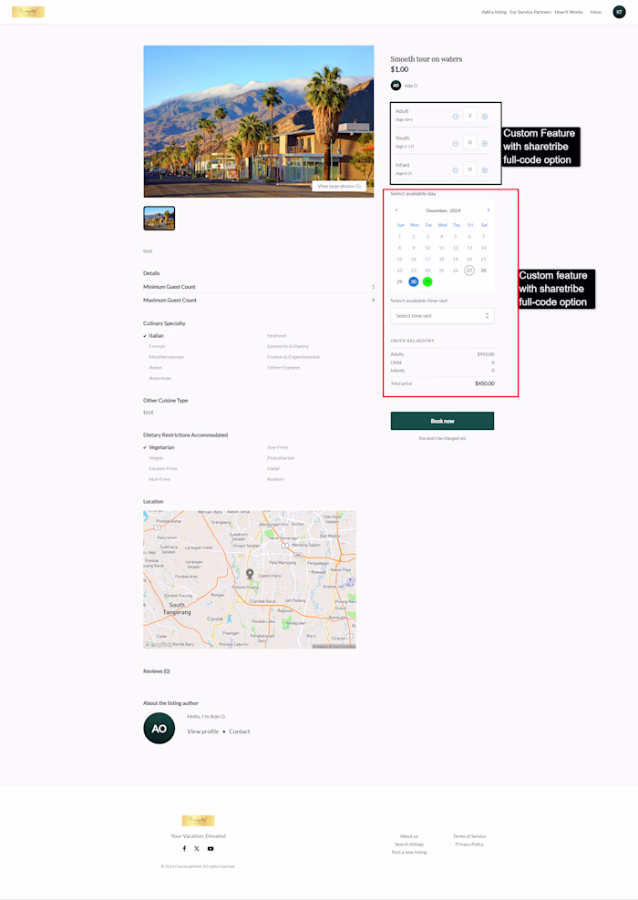 Custom Booking Flow Integration for Sharetribe Marketplace