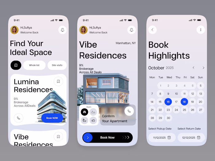 Here is my Real Estate Apartment Booking App UI Redesign Fee...