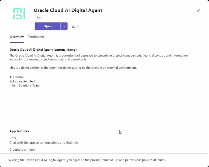 Oracle Cloud AI Digital Agent