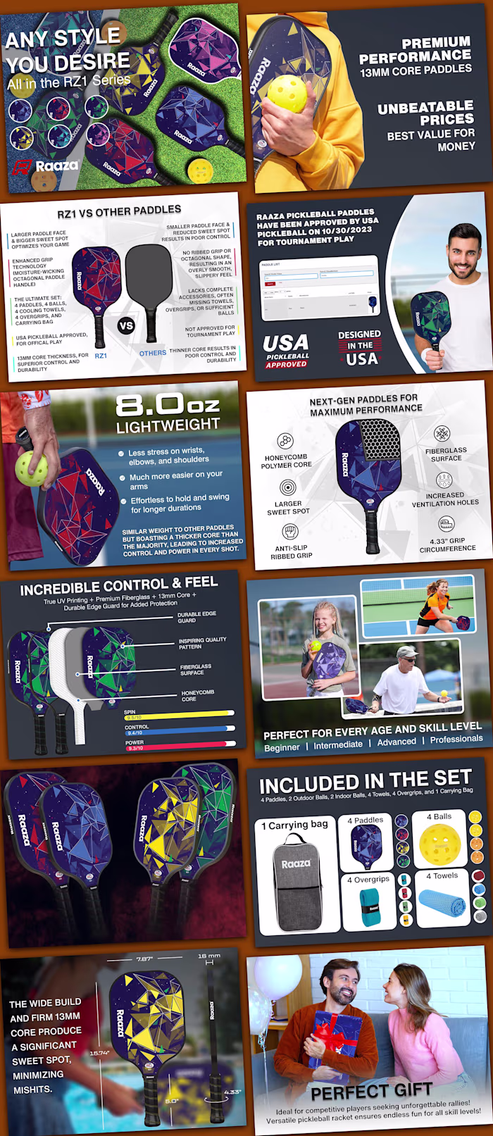 Amazon Product Images , A+ Content Design | Pickleball