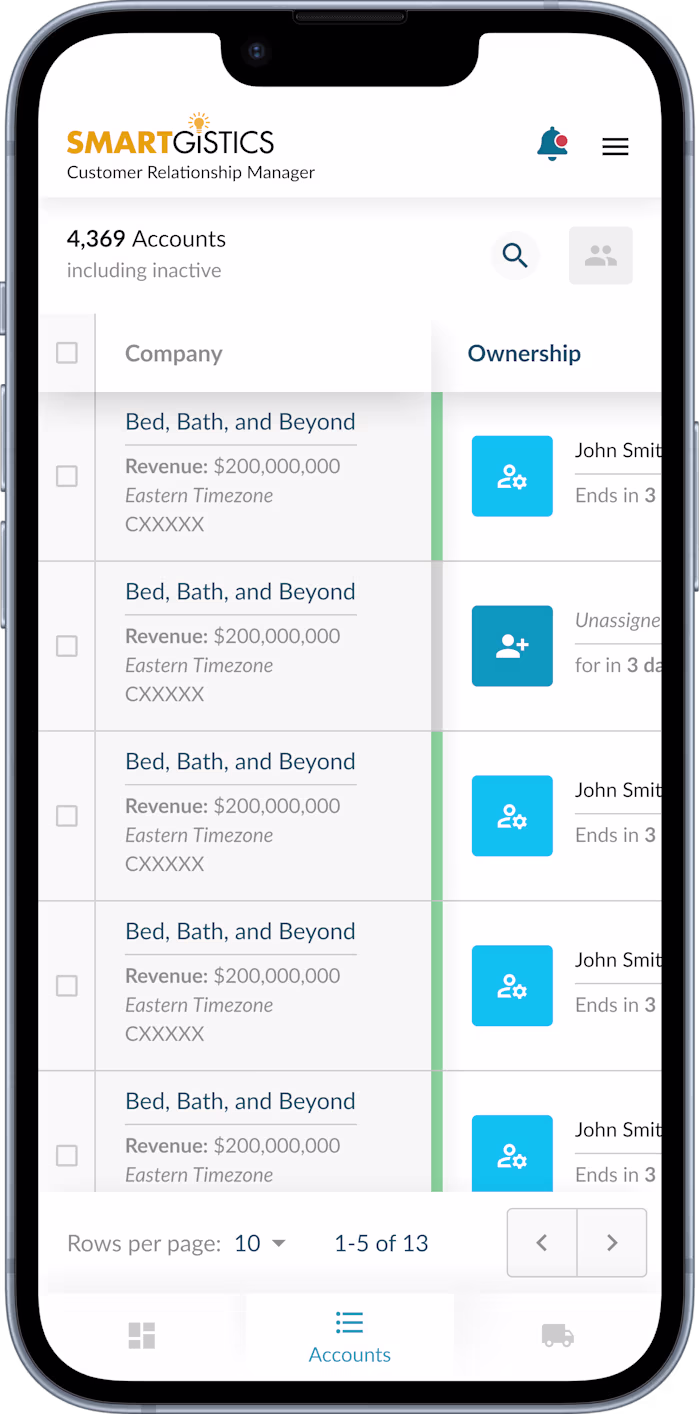 Mobile version of logistics website for brokers and admin