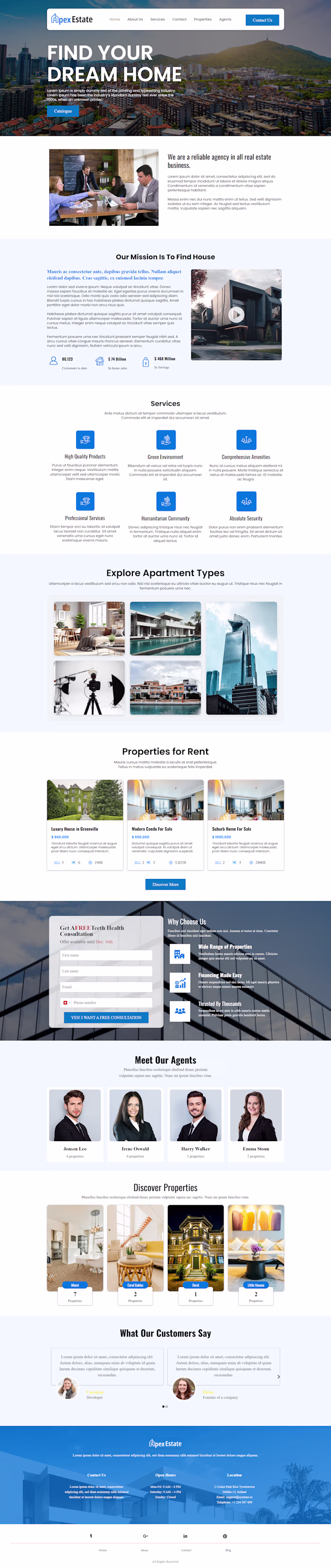 Real estate website design on