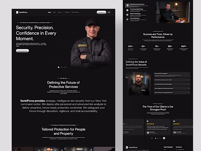 SentriForce – Security Landing Page Design