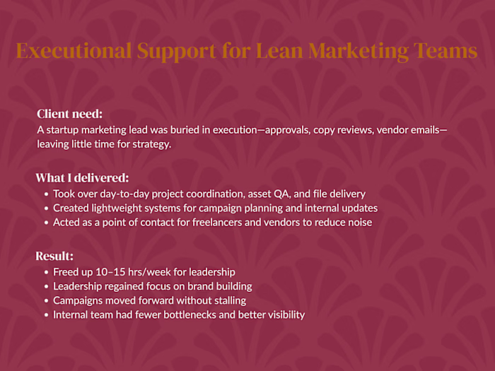 Executional Support for Lean Marketing Teams