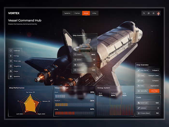 Futuristic Spacecraft Command Dashboard —