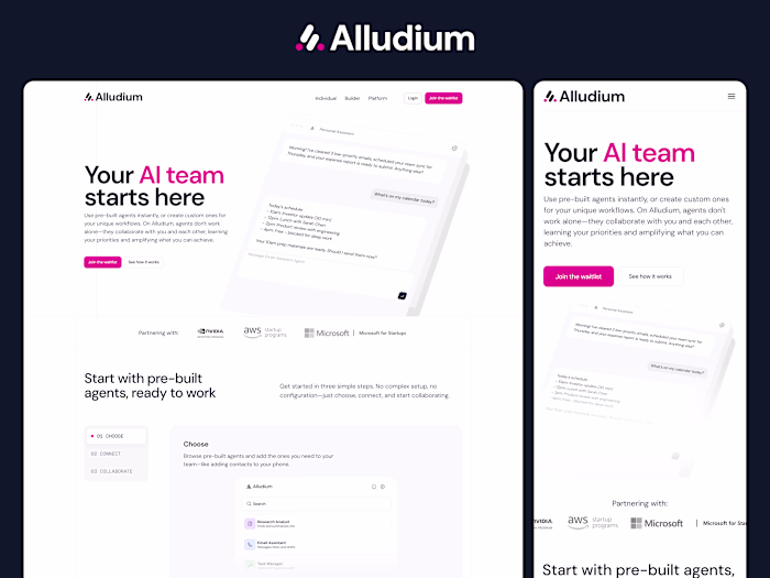 Alludium AI Landing Page Design and Development