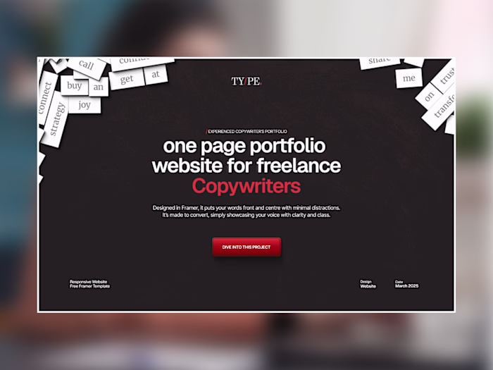 One-page Portfolio Template for Framer Marketplace