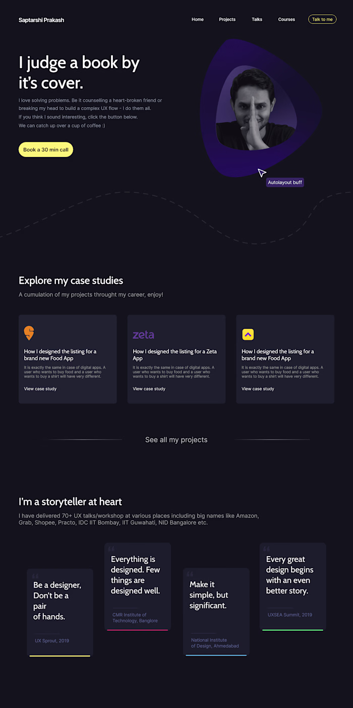 Landing Page Design for Saptarshi Prakash