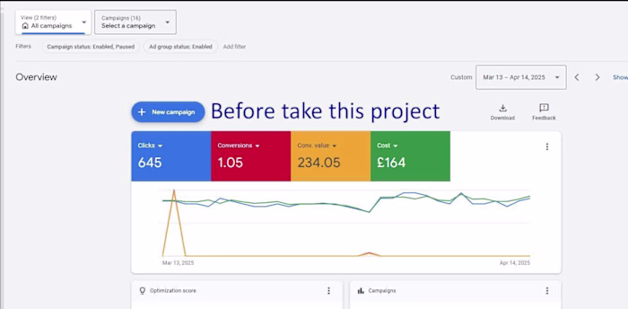 Optimized Google Ads campaign by