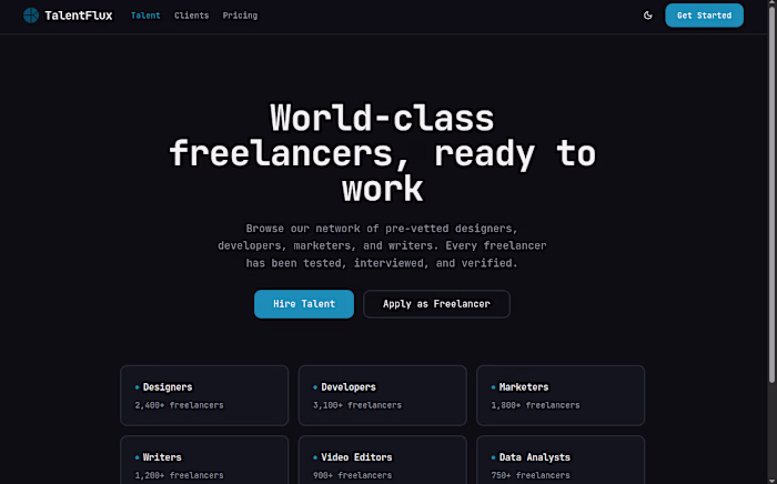Built a hyper-clean, minimal landing page with a light/dark ...