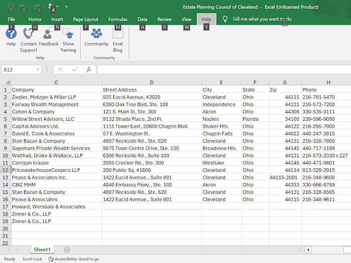 Document with a Large Data Set -> Excel Spreadsheet