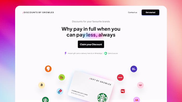 Landing page design for discounts app
