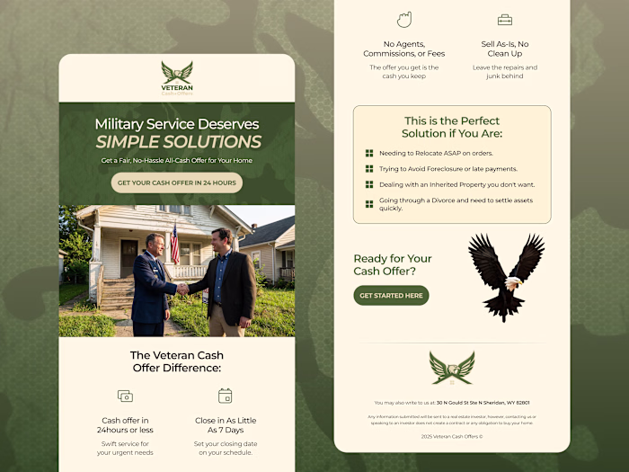 Veteran Cash Offers Email Campaign