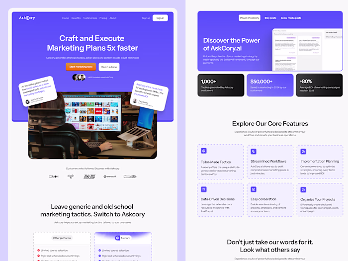 AskCory AI: Figma landing page design 