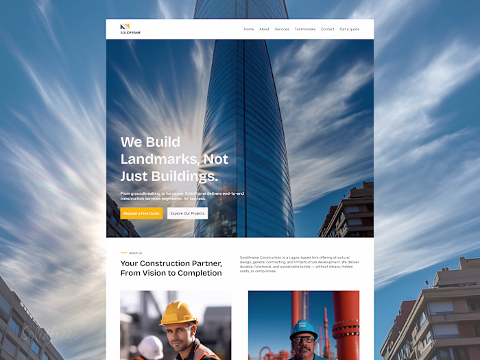 SolidFrame – Landing Page Design