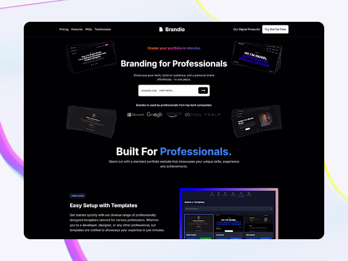 Brandio - Portfolio Builder (Fullstack Development)