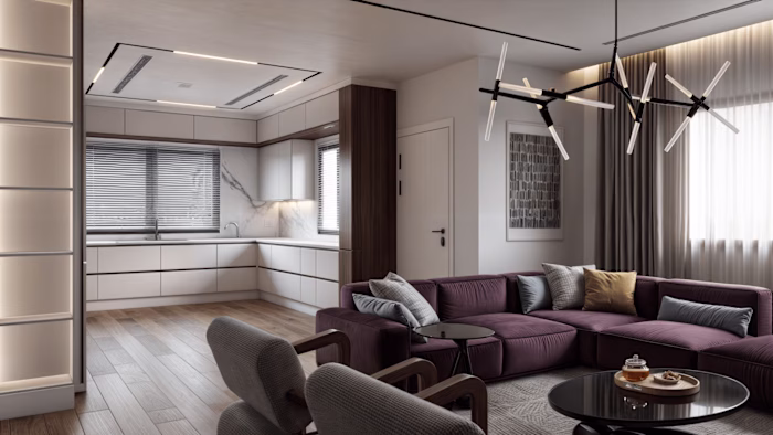 Modern Living Room & Kitchen Design