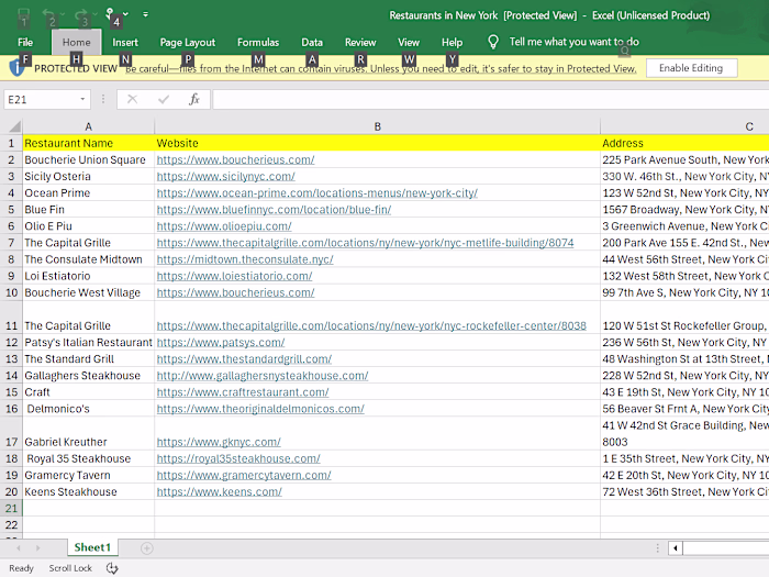 Data Scrapping used to Complete Database of Restaurants