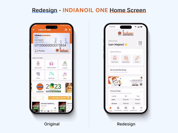 Redesign Concept - 'IndianOil One' Home Screen