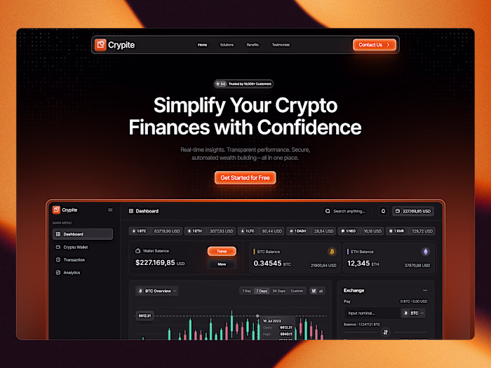 A crypto finance website designed