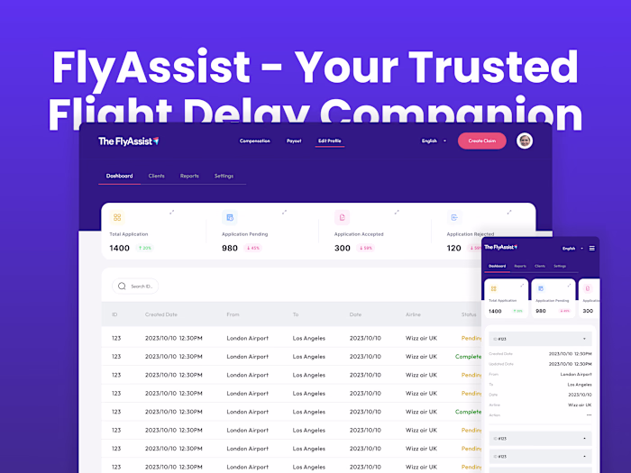 Fly Assists Landing Page + Dashboard + Responsive ui ux  design