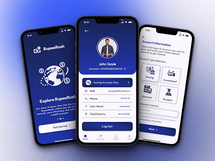 RupeeRush Finance App UI Design