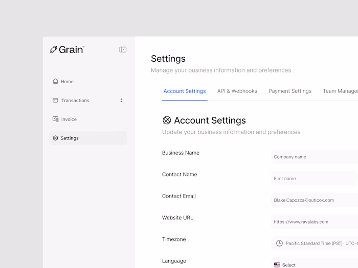 Clean account settings UI focused